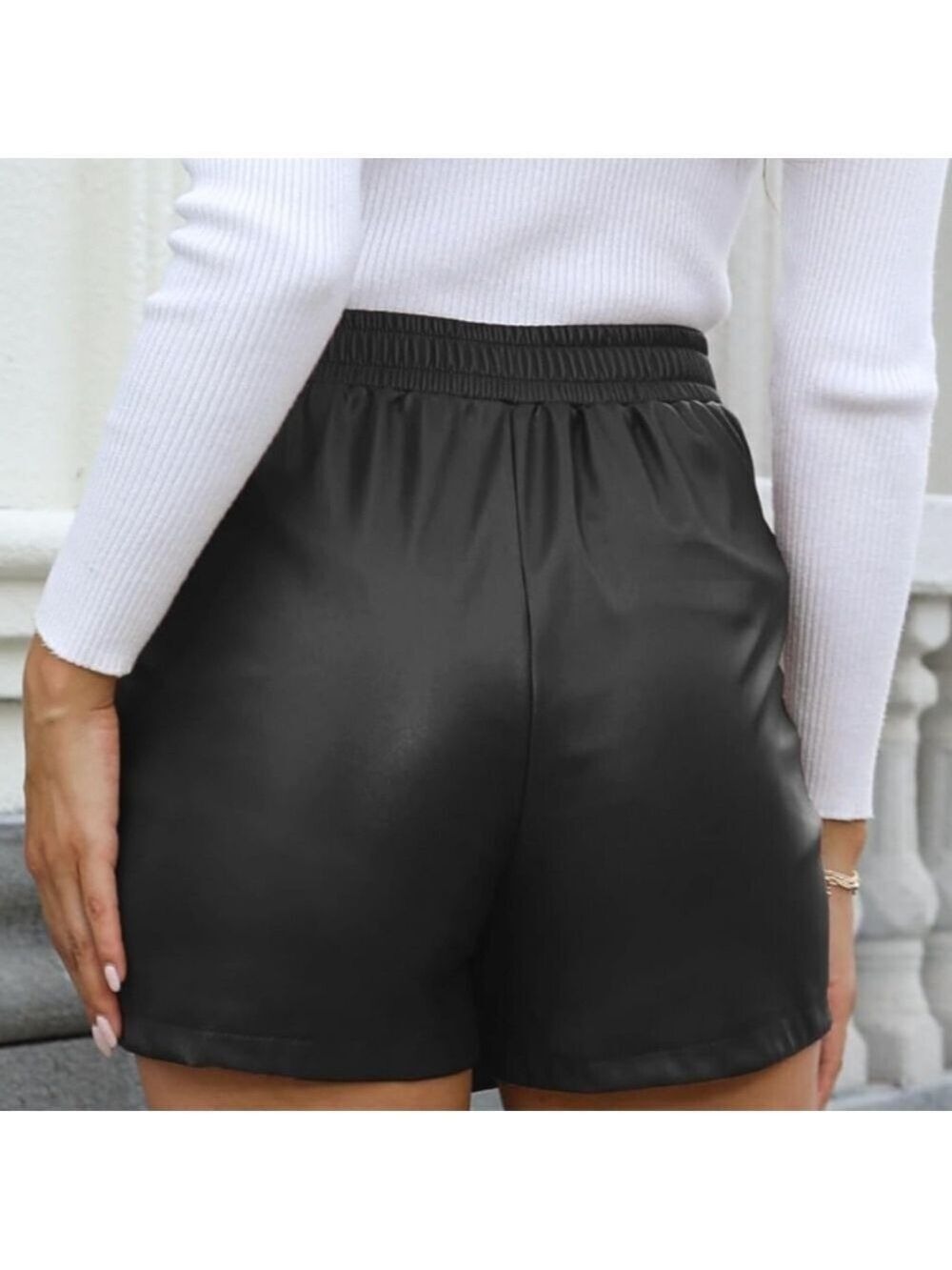 We1Fit Women Faux Leather High Elastic Waisted PU Leather Skort NWT Size S - Picture 5 of 9
